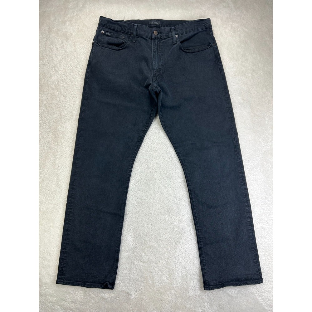 Polo Ralph Lauren Hampton Straight Jeans Mens 36x32 Black Denim Relaxed "Read"